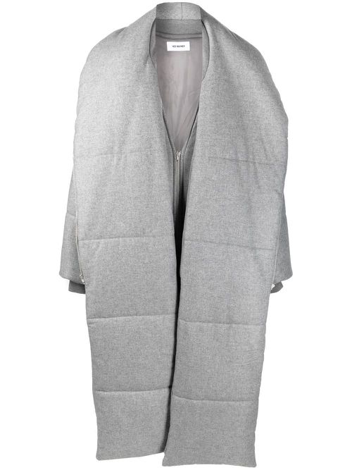 Wool long padded coat - Grey