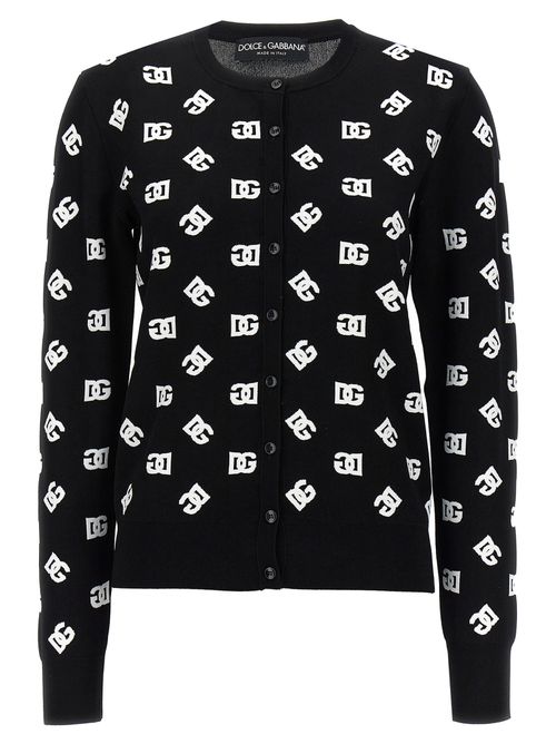 -Logo Cardigan Maglioni Bianco/Nero-Donna