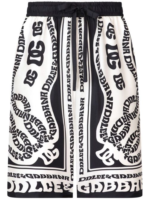 Logo-print silk shorts - White