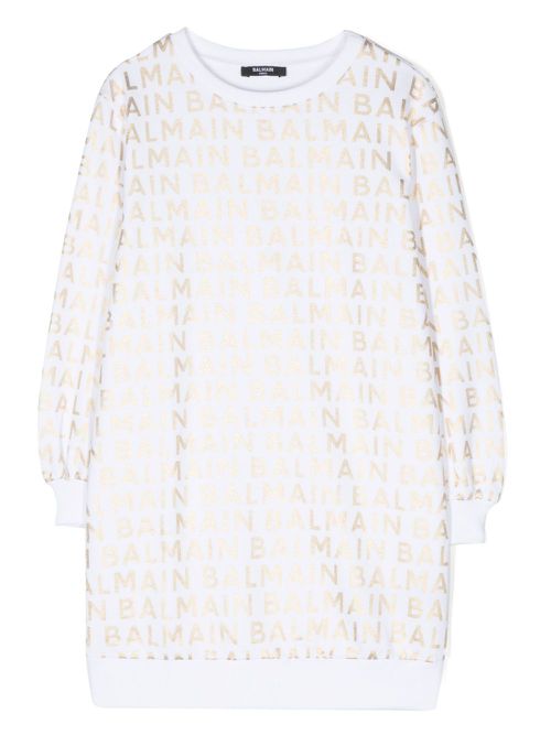 Logo-print sweatshirt dress - White
