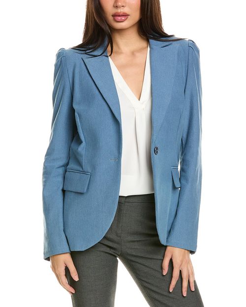 Denim Puff Sleeve Blazer