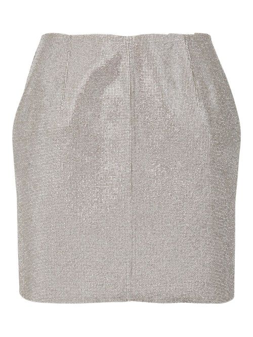Embellished zip-front skirt - Silver
