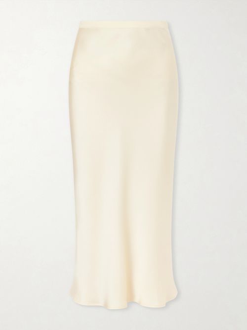 Bar Silk Midi Skirt - Cream