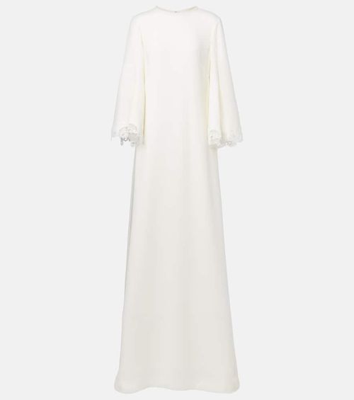 Lace-trimmed silk-blend georgette kaftan