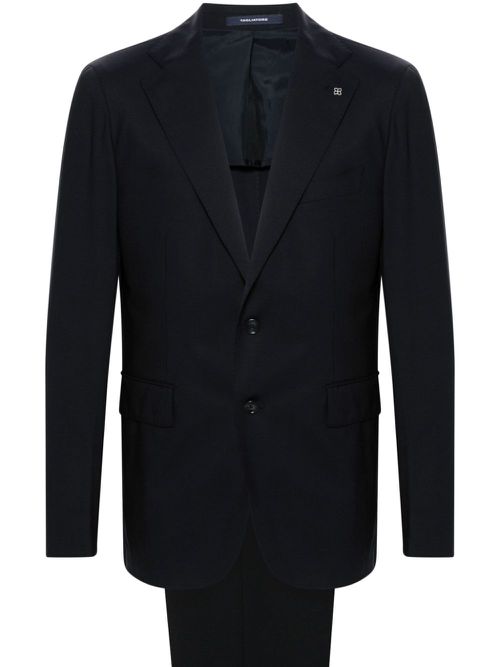 Brooch-detail suit - Blue