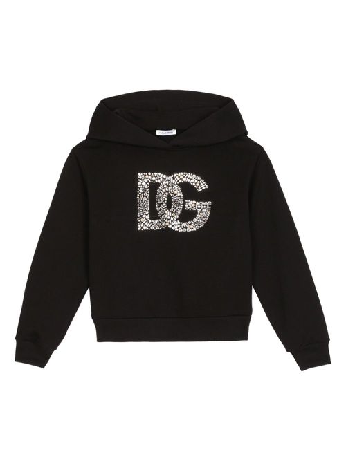 DG-rhinestone cotton hoodie - Black