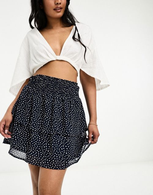 Layered rara skirt in navy spot