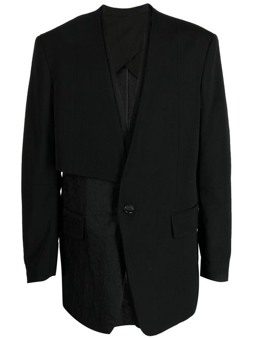 Layered collarless blazer - BK
