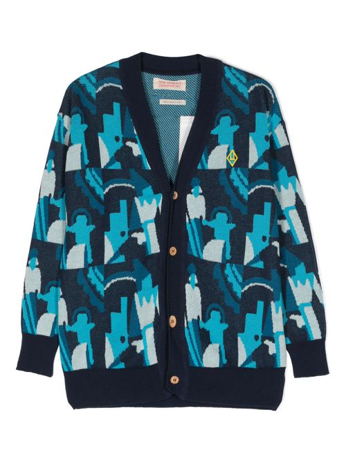 Racoon organic-cotton cardigan - Blue