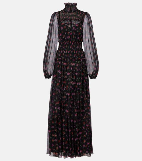 Floral silk chiffon maxi dress
