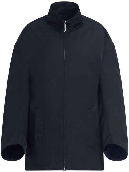 High-neck zip-up bomber jacket - Black