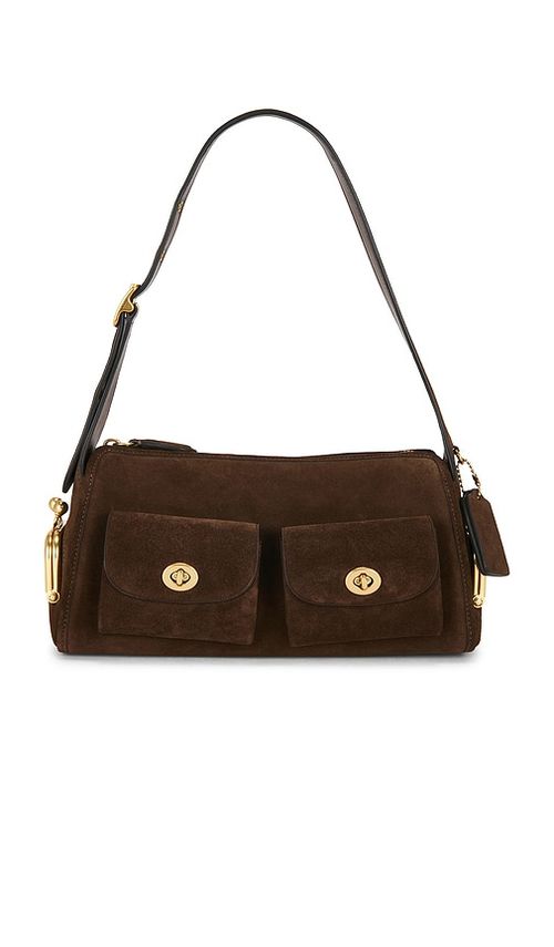 Coach The Coach Originals Suede Turnlock Haversack Chocolate