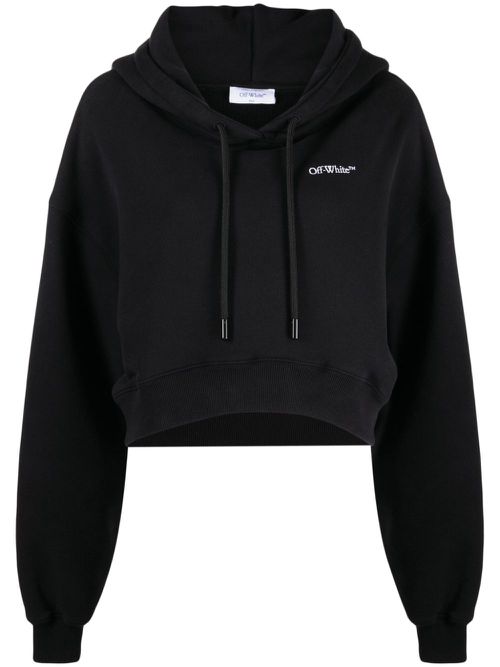 Logo-print cropped hoodie - Black
