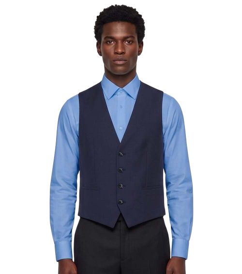 Blue Solid V Neck Top