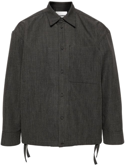 Striped wool shirt jacket - Grey