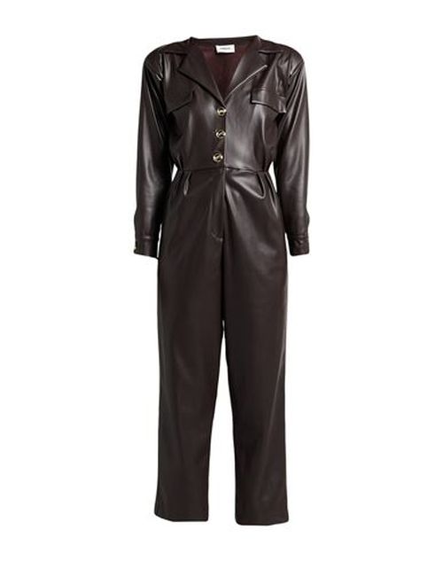 Woman Jumpsuit Chocolate brown Size L Polyester, Polyurethane