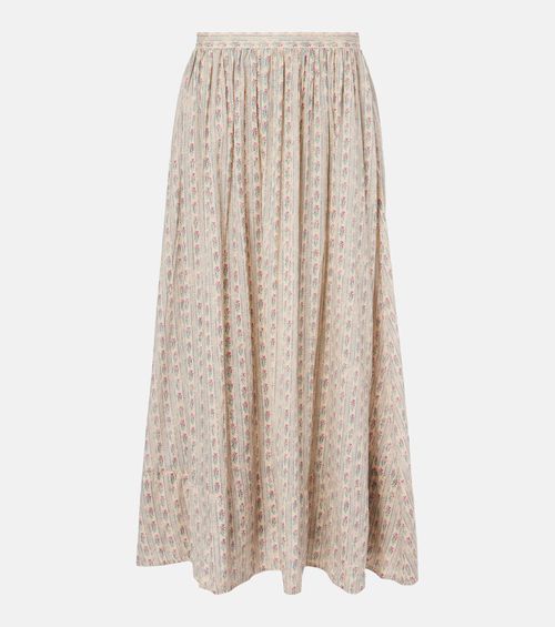 Floral cotton midi skirt
