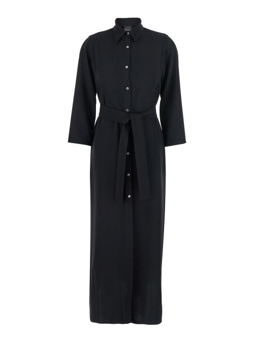Button-Front Shirt Dress Dress — Black