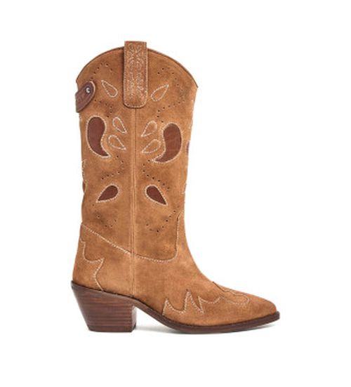 Pepe Jeans for woman. PLS50512 Brown Cowboy leather boots -Heel height 5cm (37), 3 to 5 cm, None, Casual