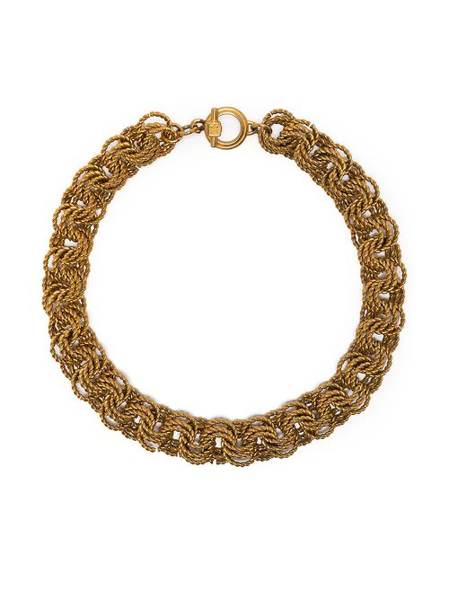 1990s textured chain-link short necklace - Gold