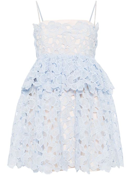 Corded-lace sheer mini dress - Blue