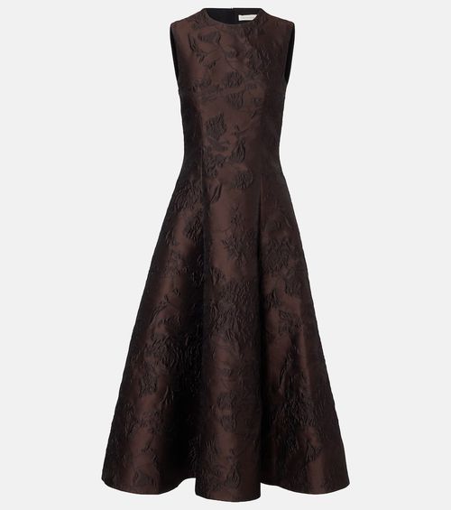 Flared embroidered midi dress