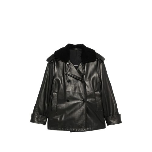 Shearling-collar Double-breasted Jacket