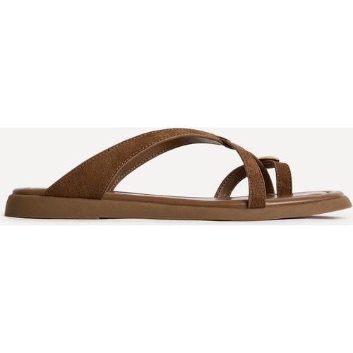 Linzi Linea Tan Faux Suede Flat Sanda