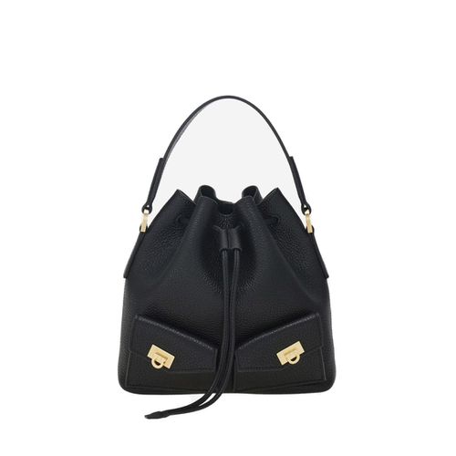Grained Leather Bucket Bag