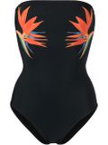 Bird of paradise print swimsuit - Black