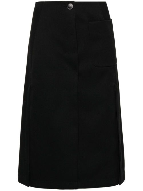 Pleated tailored midi skirt - Black