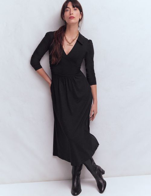 Women's Carla Jersey Wrap Dress in Black | Size 0