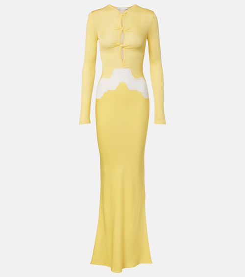 Verner cutout lace-trimmed jersey maxi dress