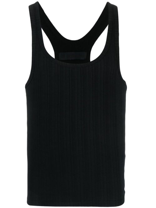 Ribbed stretch-cotton tank top - Black