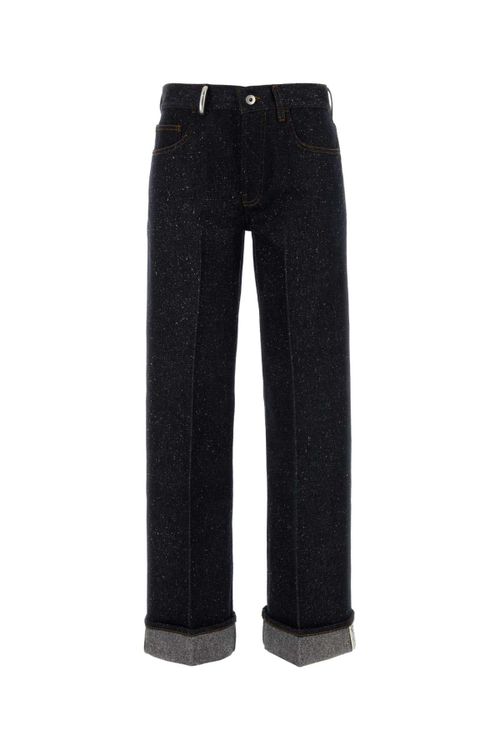 Rolled Dark Indigo Denim Jeans — Navy