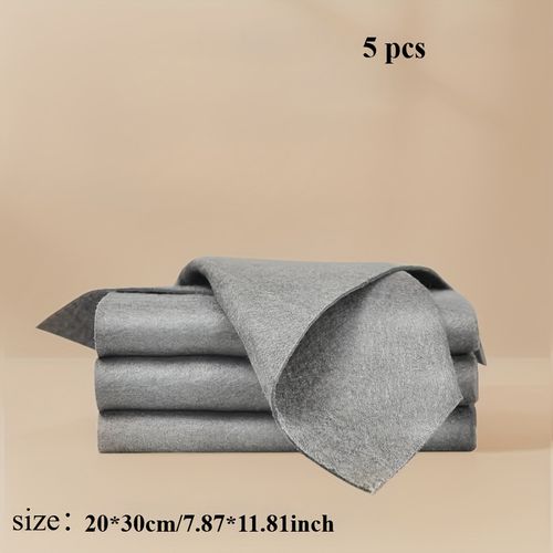 TEMU 5pcs Set Of Ultra- Glass Cleaning Cloth - Super Absorbent, Lint Free, And Stripe Free Wiping Cloth, Suitable For Windows, Mirrors, And Gla