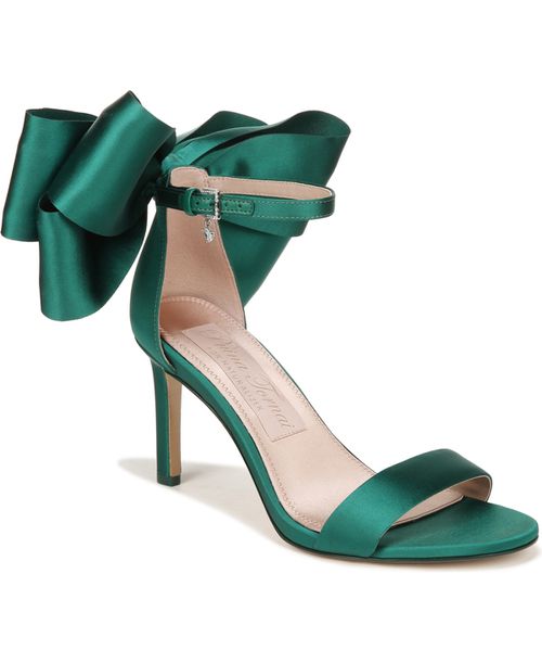 Pnina Tornai for Amour Ankle Strap Bow Sandals - Envy Green Satin