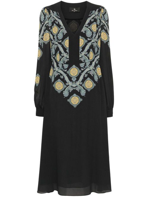 Paisley midi dress - Black