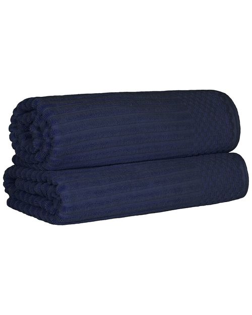 Cotton Highly Absorbent Solid And Checkered Border Bath Sheet Set