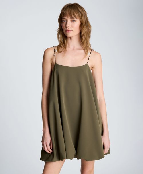 Women's Sleeveless Bubble Hem Mini Dress - Turtle Green