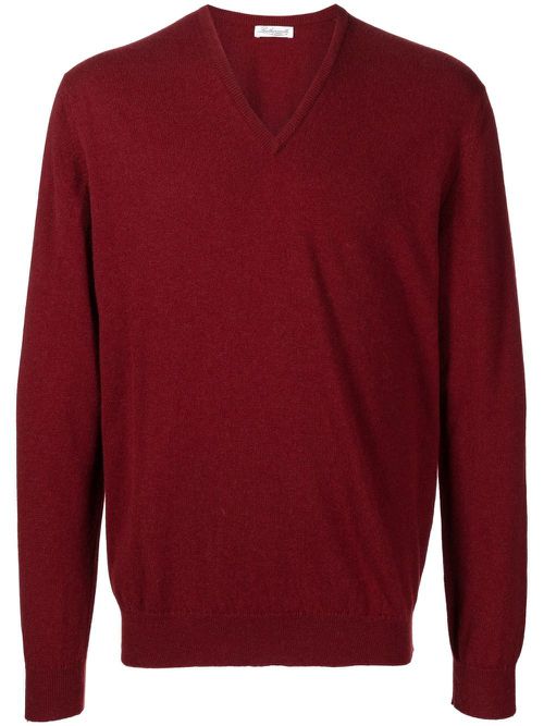V-neck knit jumper - Red