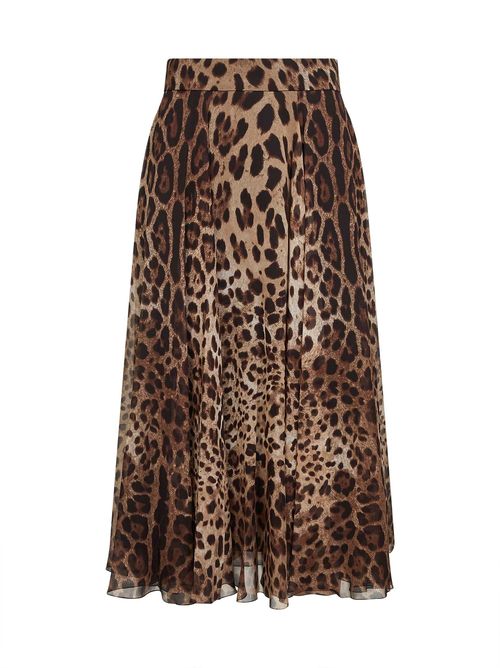 Leopard Print Chiffon Skirt — Multicolor