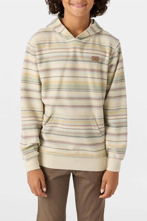 Boys Youth Bavaro Stripe Pullover Hoodie In Khaki