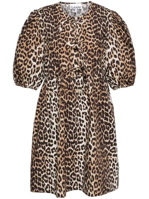 Leopard Print Mini Dress with Front Bow