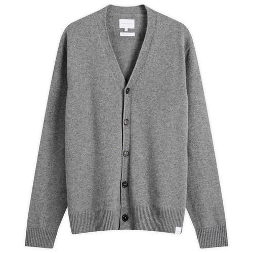 Men's Standard Lambswool Knit Cardigan in Grey Melange