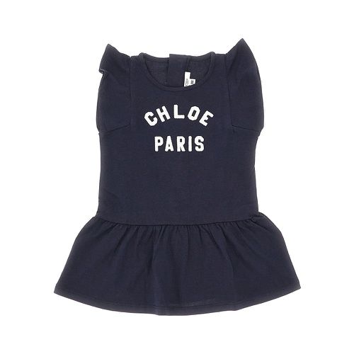 CHLOE' Short-sleeved mini dress with logo embroidery Kids 12M