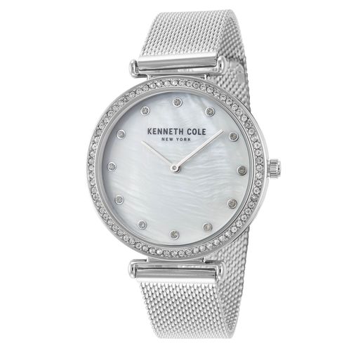 Crystal-Studded Mesh Watch — Silver