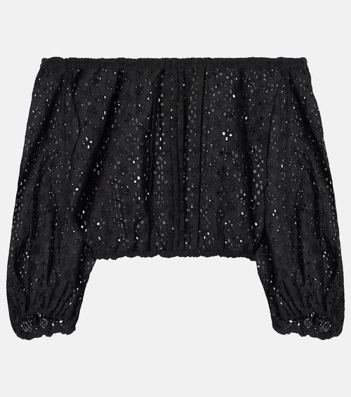 Off-shoulder cotton crop top