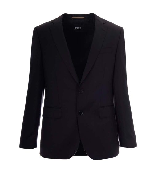 Black Solid Notched Lapel Jacket