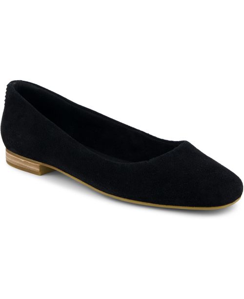 Women's Briella Square Toe Ballet Flats - Black Suede